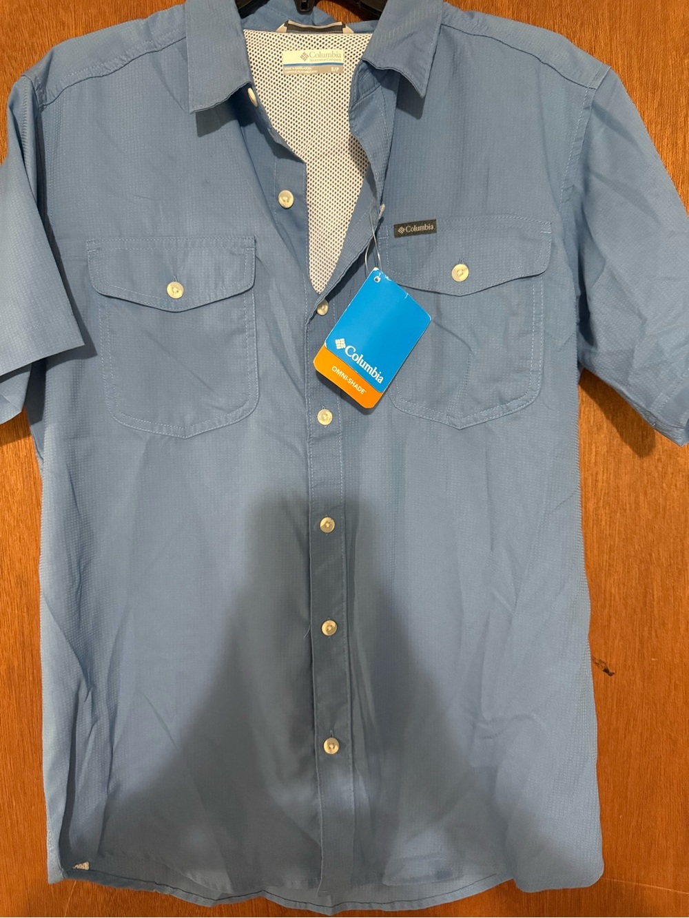 Columbia Men's Short Sleeve Blue Button-Up Shirt S
